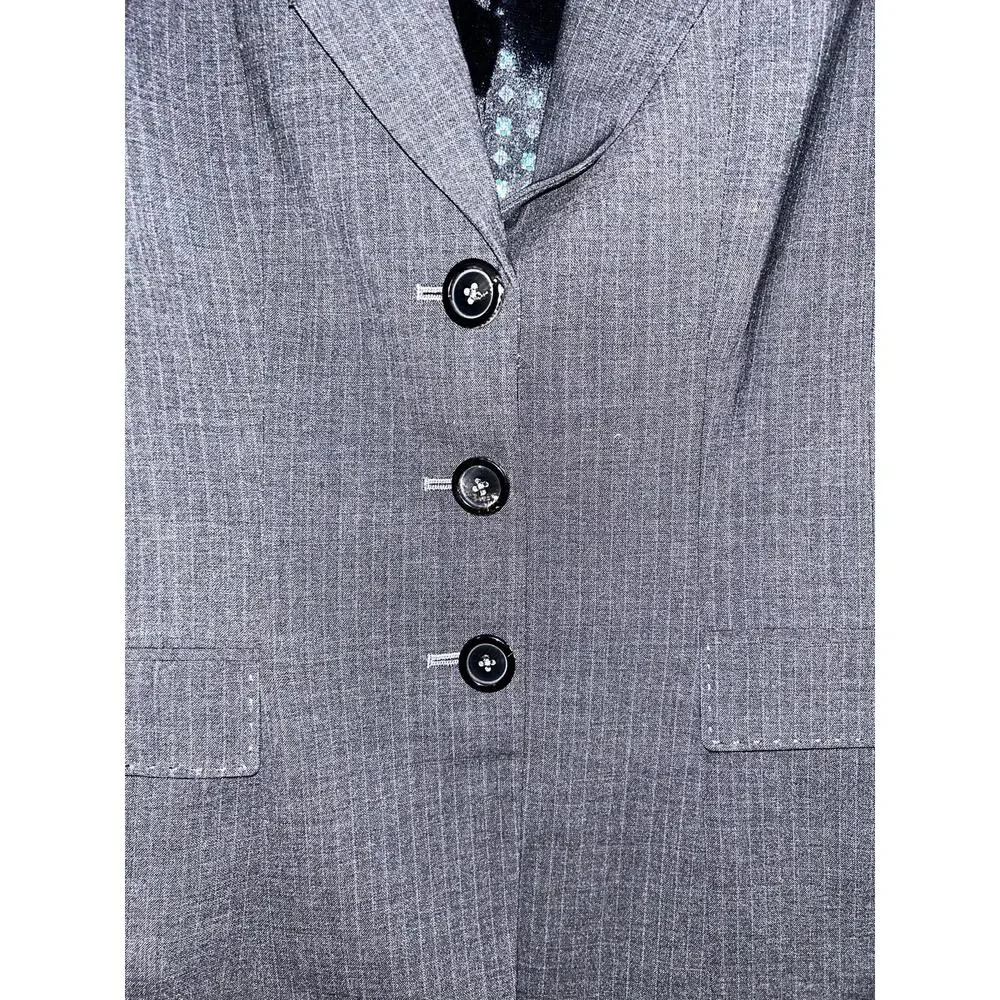 Elie Tahari Pinstripe Wool Blazer Gray Lined Career Jacket Sz 6 NWOT Office Wear